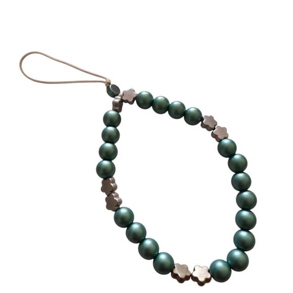 Handmade Metallic Beaded Phone Strap - Picture 1 of 3